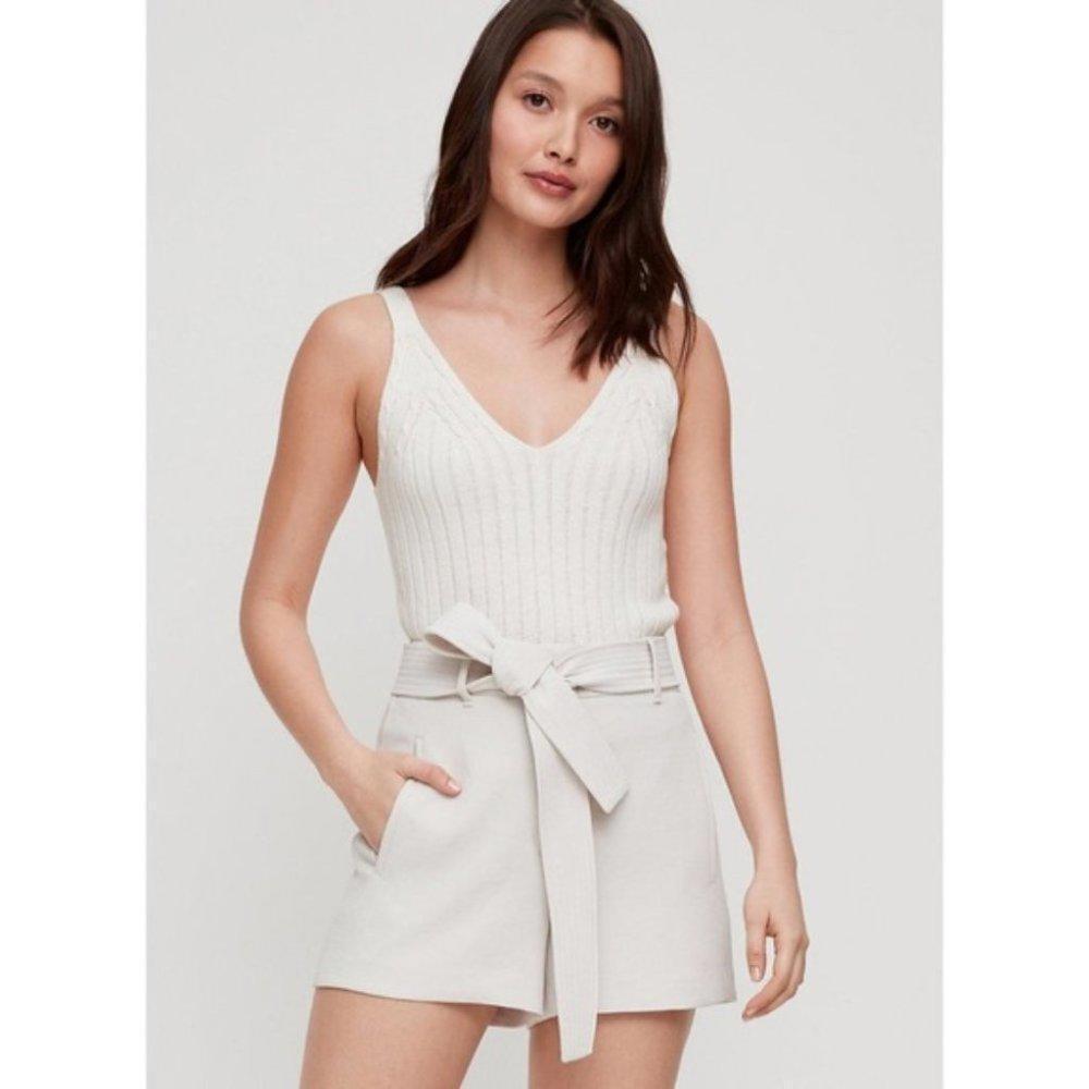 Aritzia Cream Ribbed Knit Tank Top